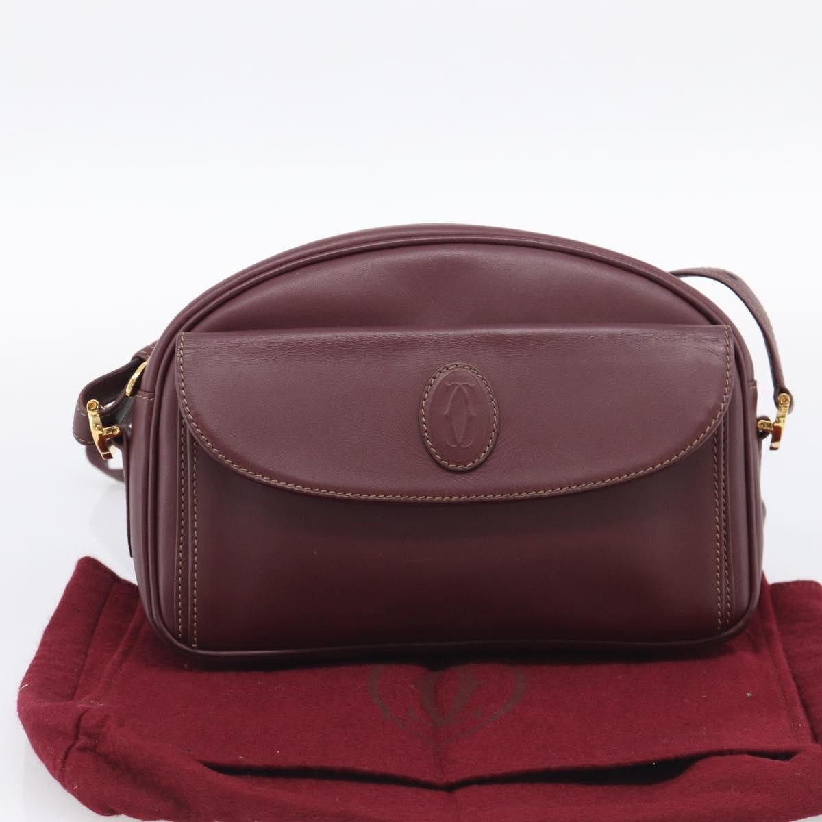 Cartier Must de Cartier Leather, Burgundy, Leather, Shoulder Bag