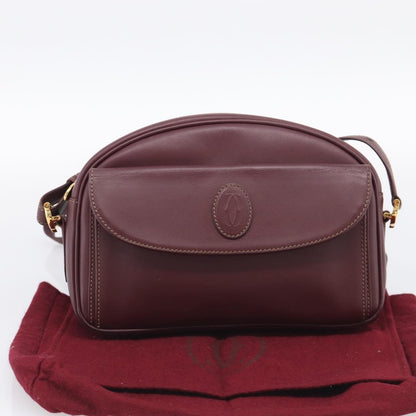 Cartier Must de Cartier Leather, Burgundy, Leather, Shoulder Bag