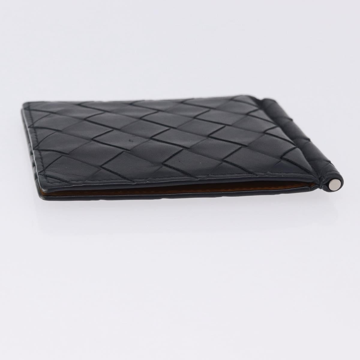 Bottega Veneta Bifold Card Holder Intercciato Leather, Navy, Leather, Card Holder