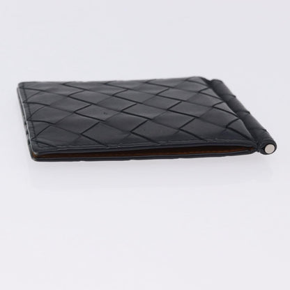 Bottega Veneta Bifold Card Holder Intercciato Leather, Navy, Leather, Card Holder