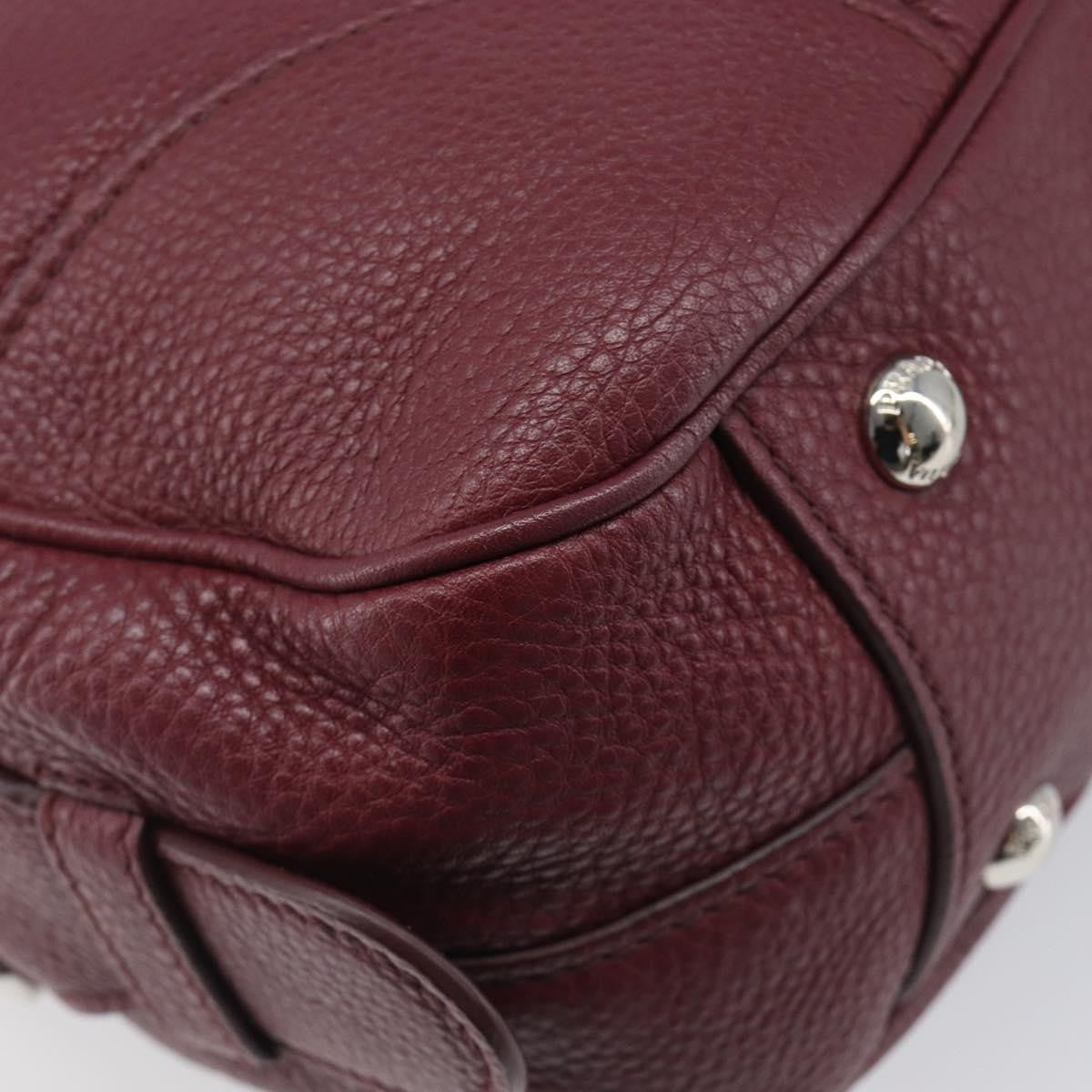 Prada Front Pocket Pushlock Convertible Boston Vitello Daino, Burgundy, Leather, Handbag
