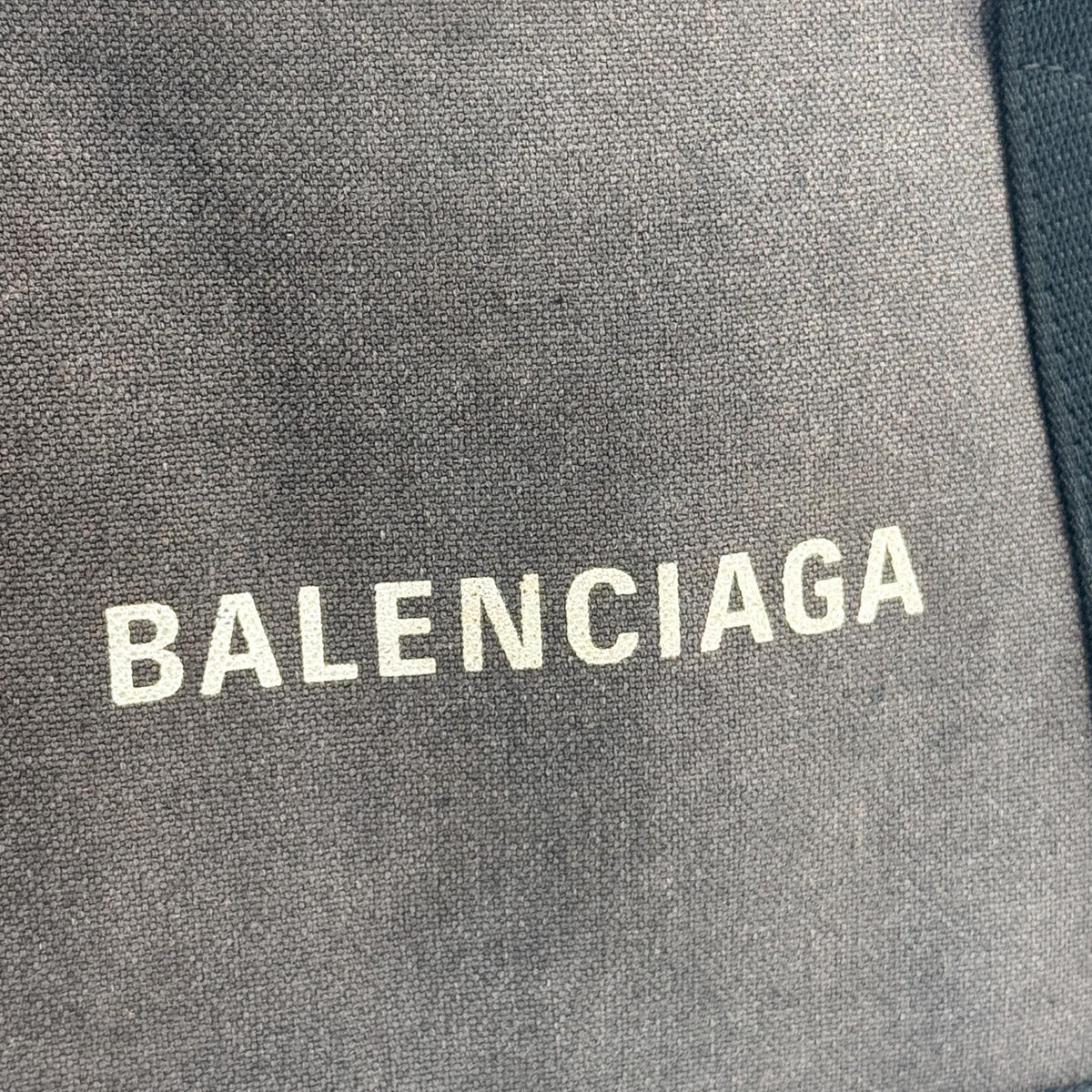 Balenciaga Navy Cabas Canvas with Leather, Black, Canvas, Tote Bag