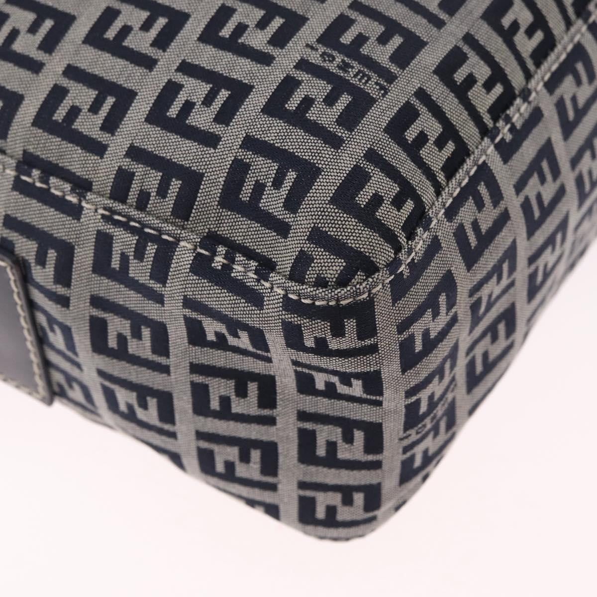Fendi Shoulder Zucchino Canvas, Navy, Canvas, Shoulder Bag