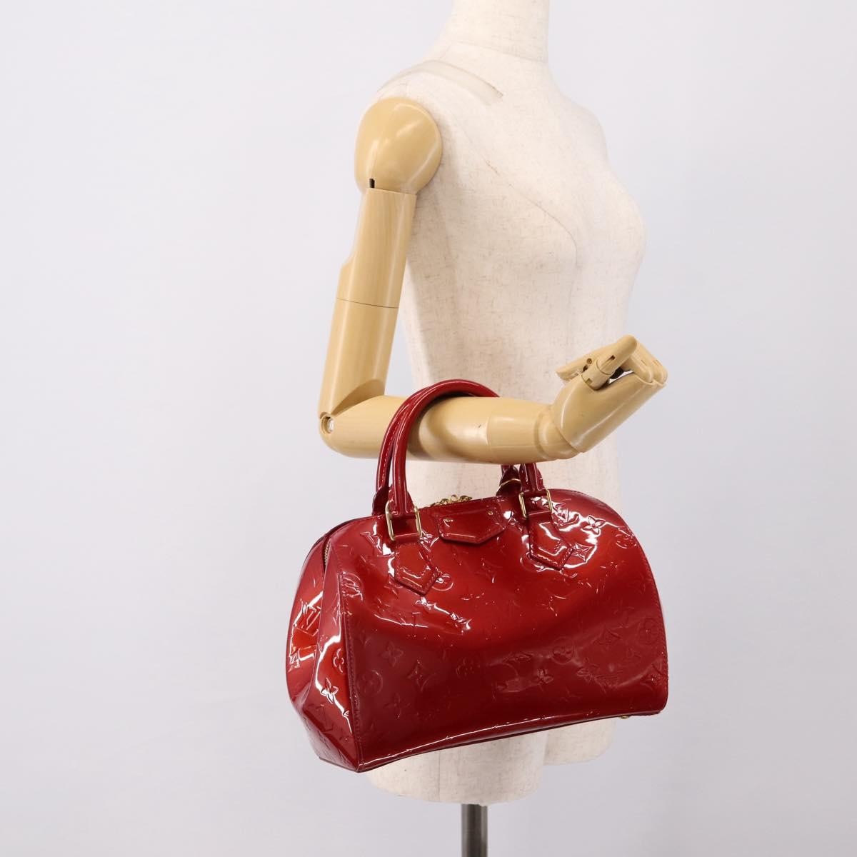 Louis Vuitton Montana Monogram Vernis, Red, Patent Leather, Handbag