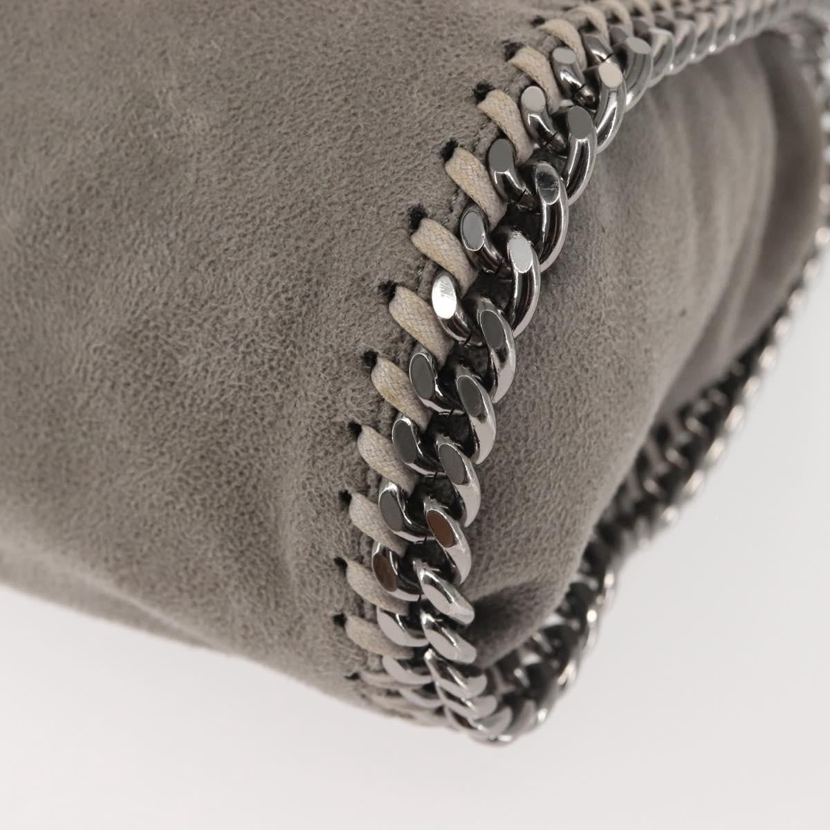 Stella McCartney Falabella Fold Over Faux Suede, Gray, Synthetic, Shoulder Bag