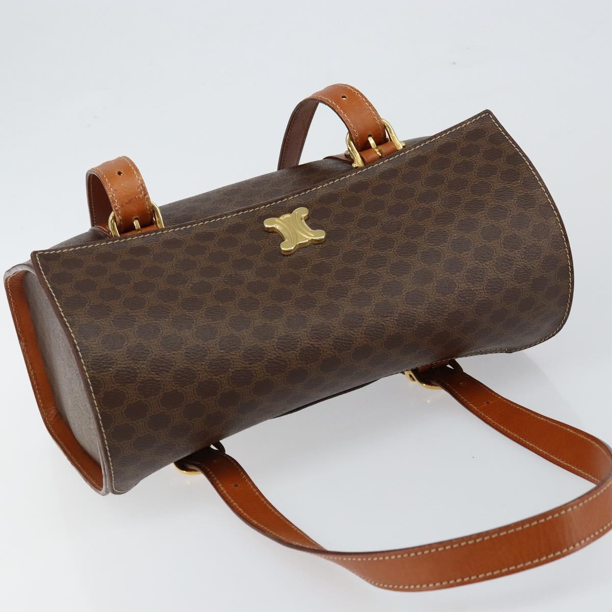 Celine Vintage Macadam Macadam, Brown, Canvas, Handbag