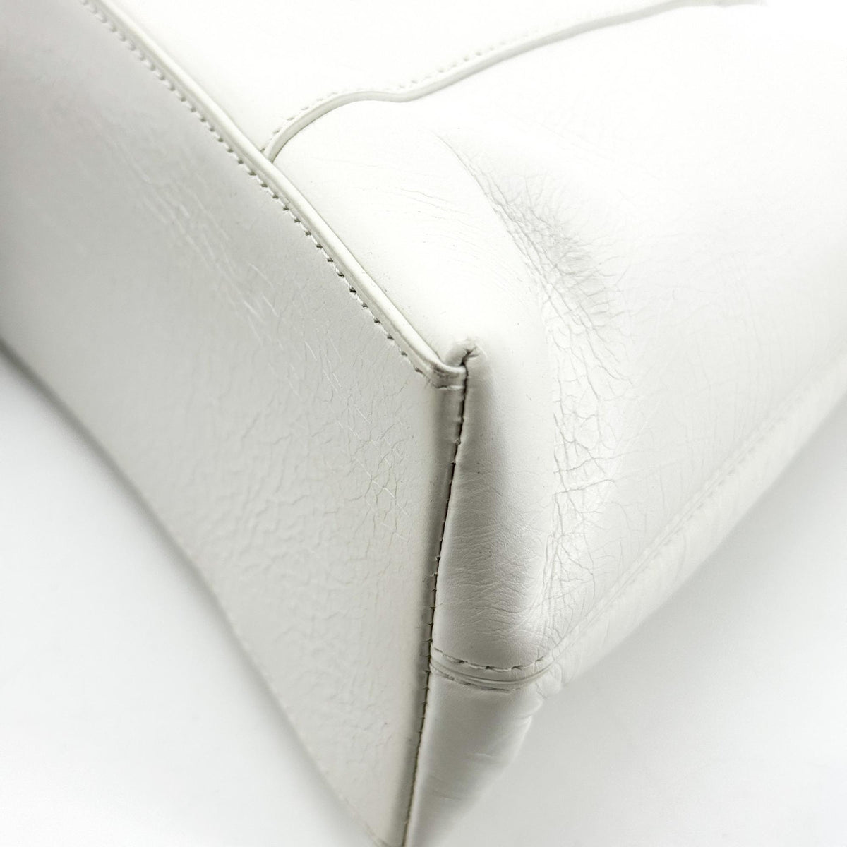 Balenciaga Downtown S Chain-Handle Leather, White, Leather, Shoulder Bag