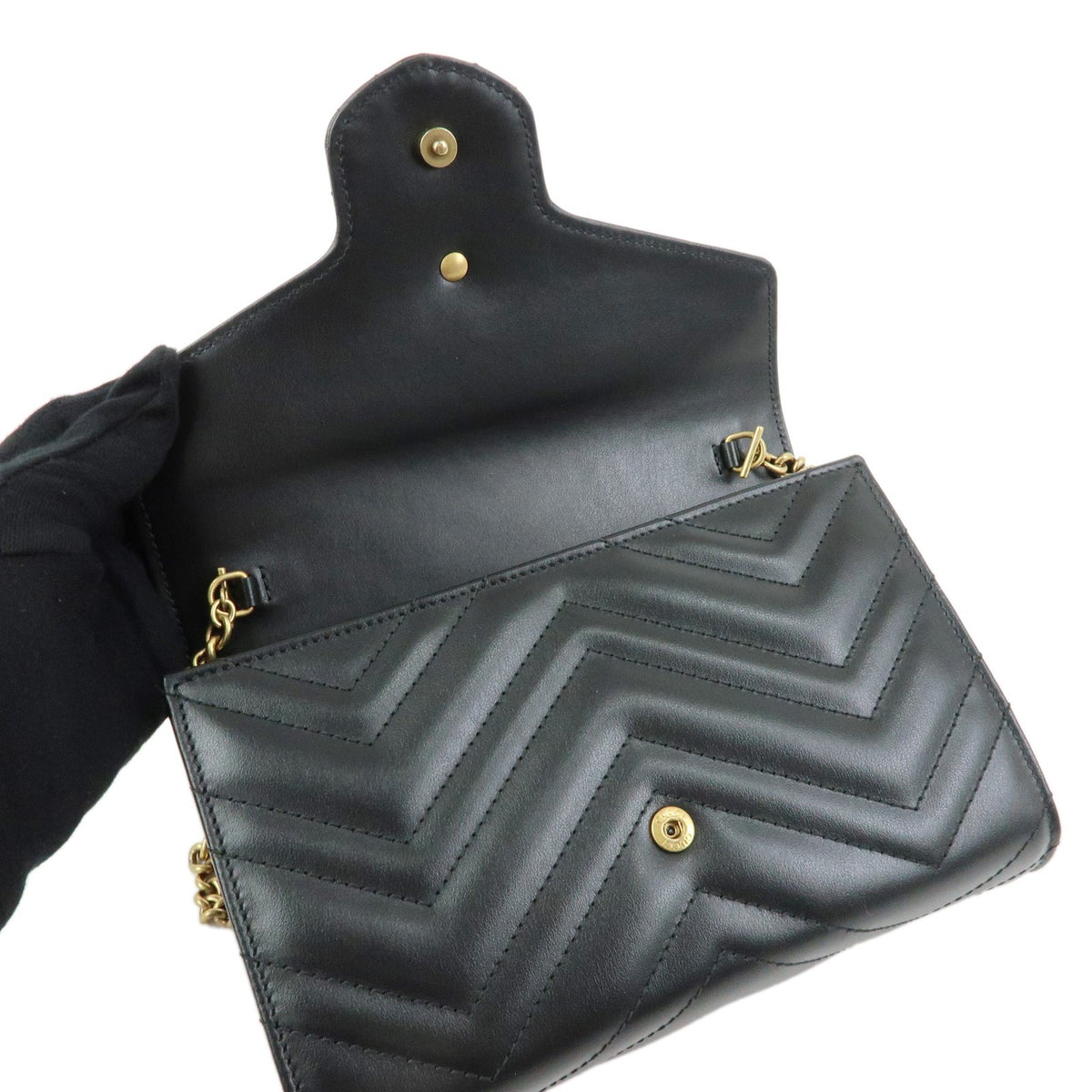 Gucci GG Marmont Chain Matelasse Leather, Black, Leather, Crossbody Bag