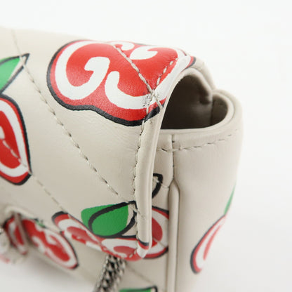 Gucci GG Marmont Flap Printed Diagonal Quilted Leather, White, Leather, Handbag