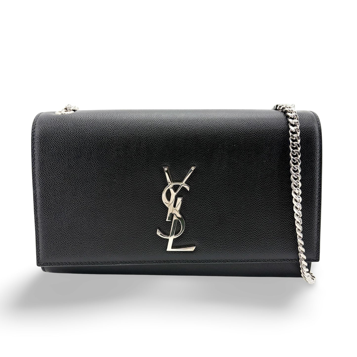 Saint Laurent Kate Crystal Embellished Patent, Black, Leather, Crossbody Bag