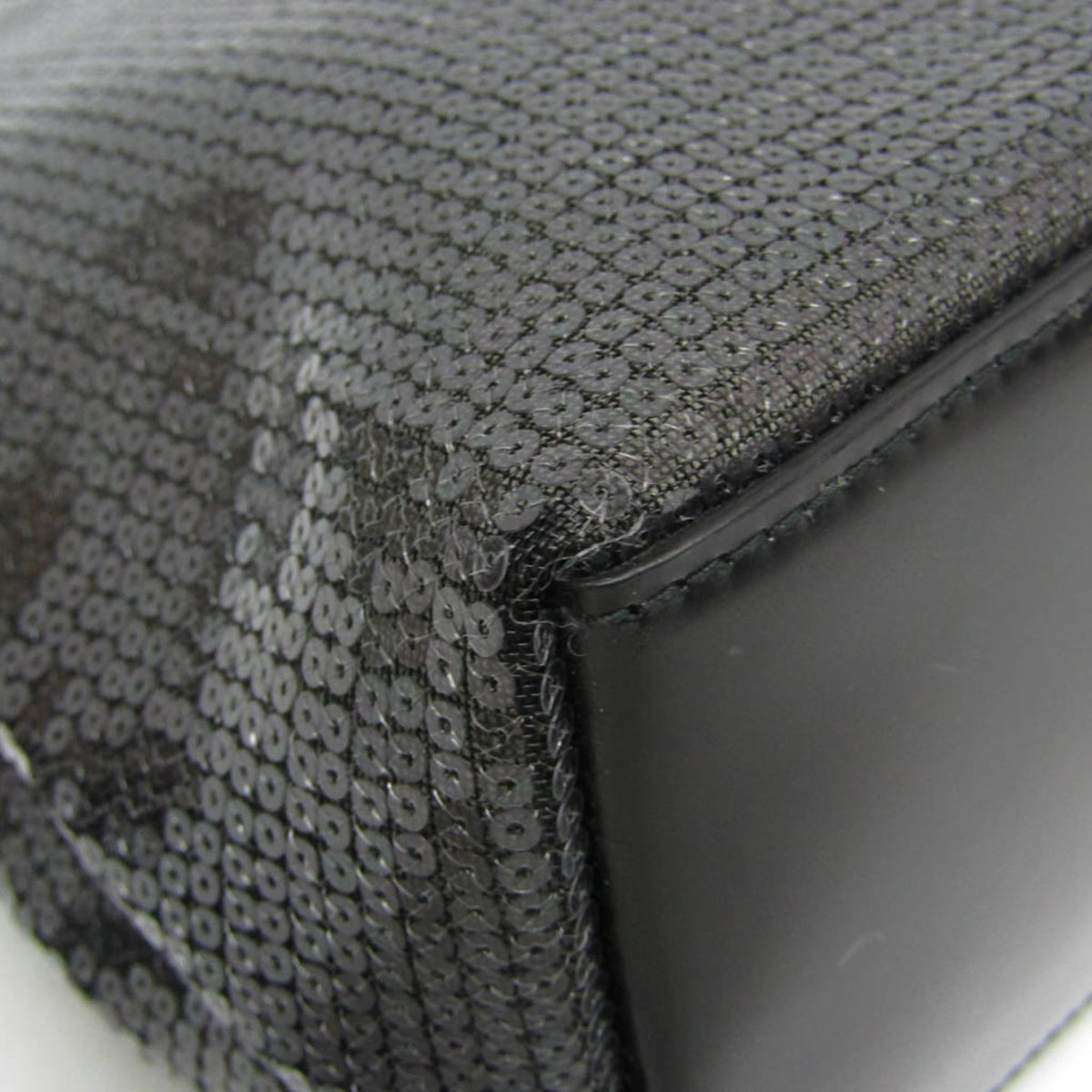 Prada Logo Open Sequined Mesh, Black, Mesh, Tote Bag