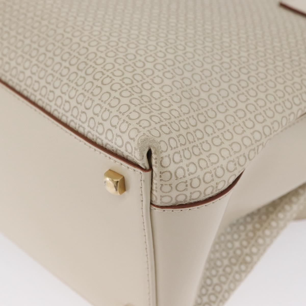 Salvatore Ferragamo Double Gancini Side Buckle Tote Leather, Beige, Leather, Handbag