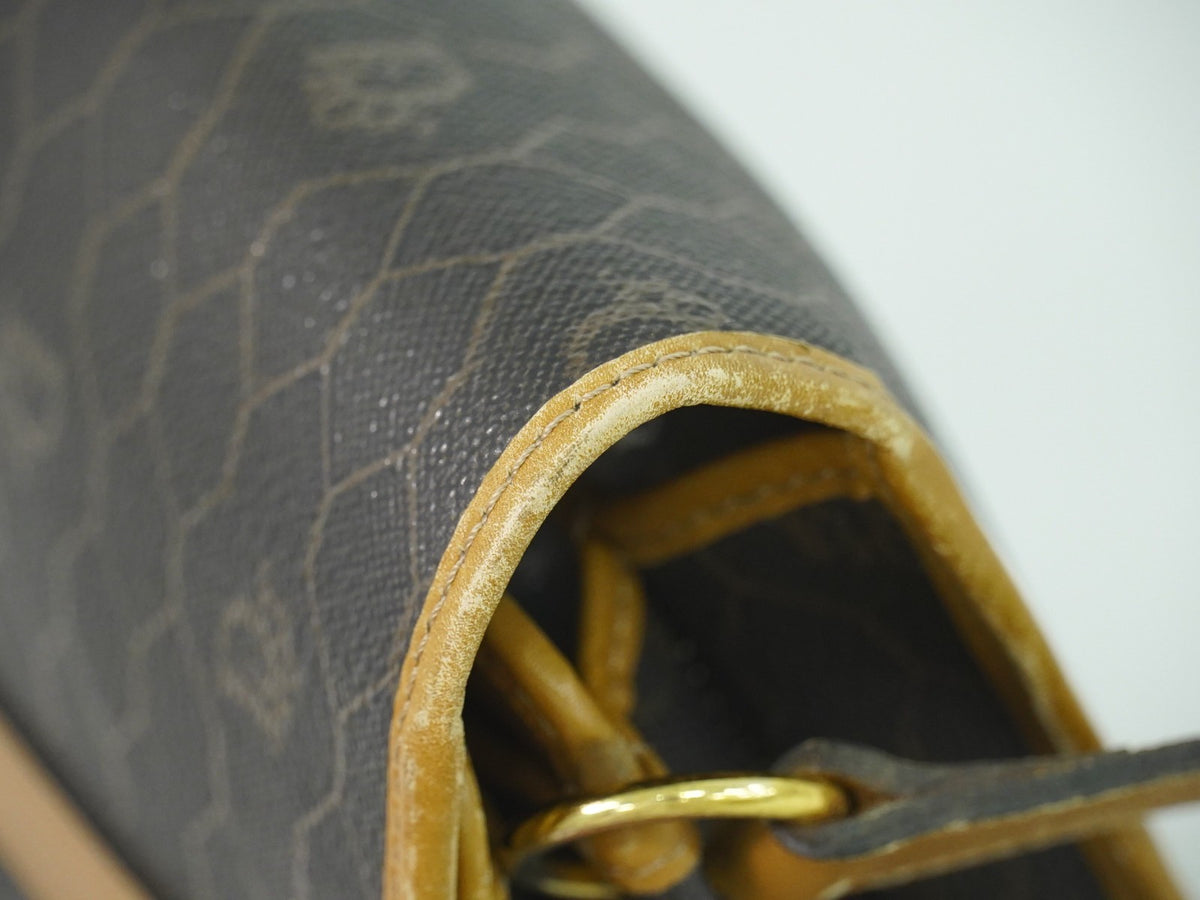 Christian Dior Vintage Honeycomb Canvas, Black, Canvas, Shoulder Bag