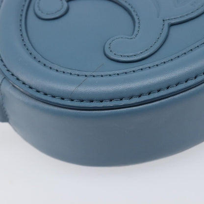 Celine Triomphe Oval Leather, Blue, Leather, Crossbody Bag