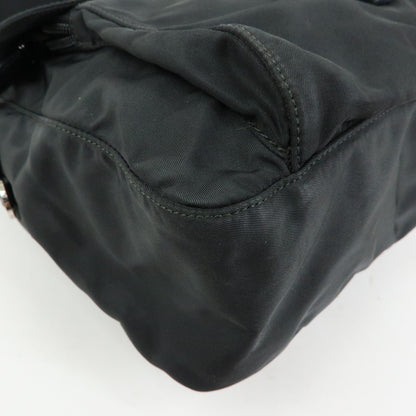Prada Zip Buckle Messenger Tessuto, Black, Nylon, Handbag
