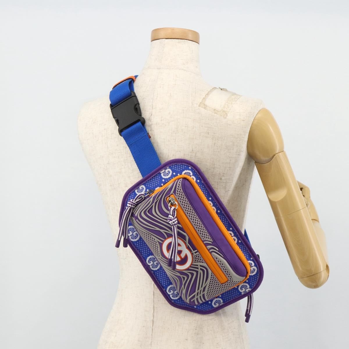Gucci Panelled Front Pocket Belt GG Jacquard Nylon and Rubber, Purple, Nylon, Handbag