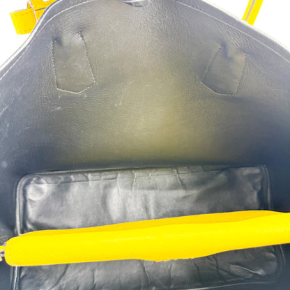 Prada Cuir Double Saffiano Leather, Yellow, Leather, Tote Bag