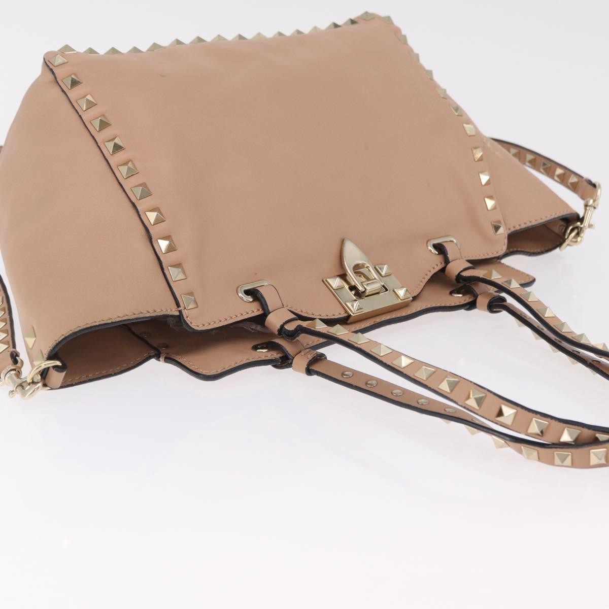 Valentino Garavani Rockstud Soft Leather, Beige, Leather, Tote Bag