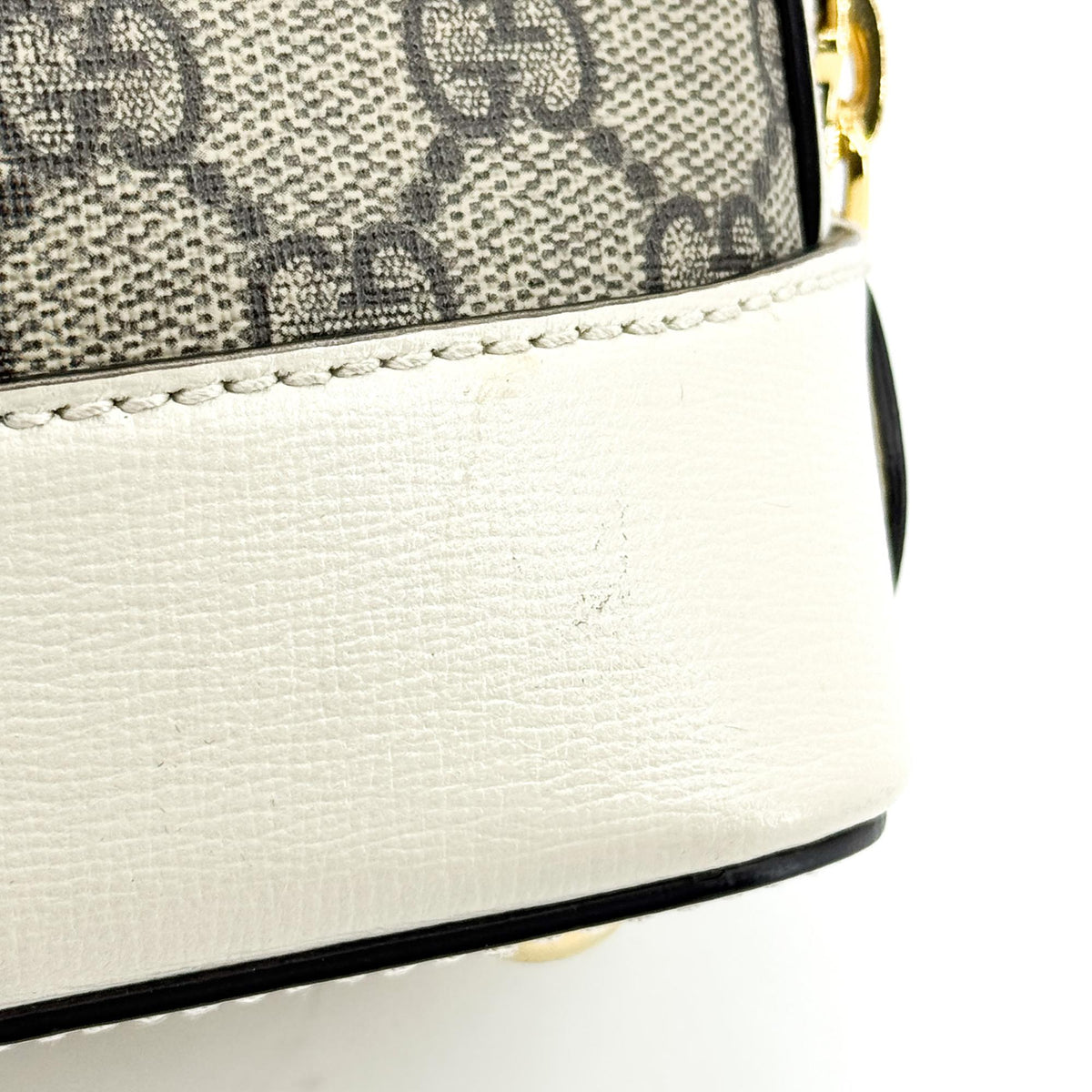 Gucci Horsebit 1955 Top Handle GG Coated Canvas with Leather, White, Canvas, Handbag