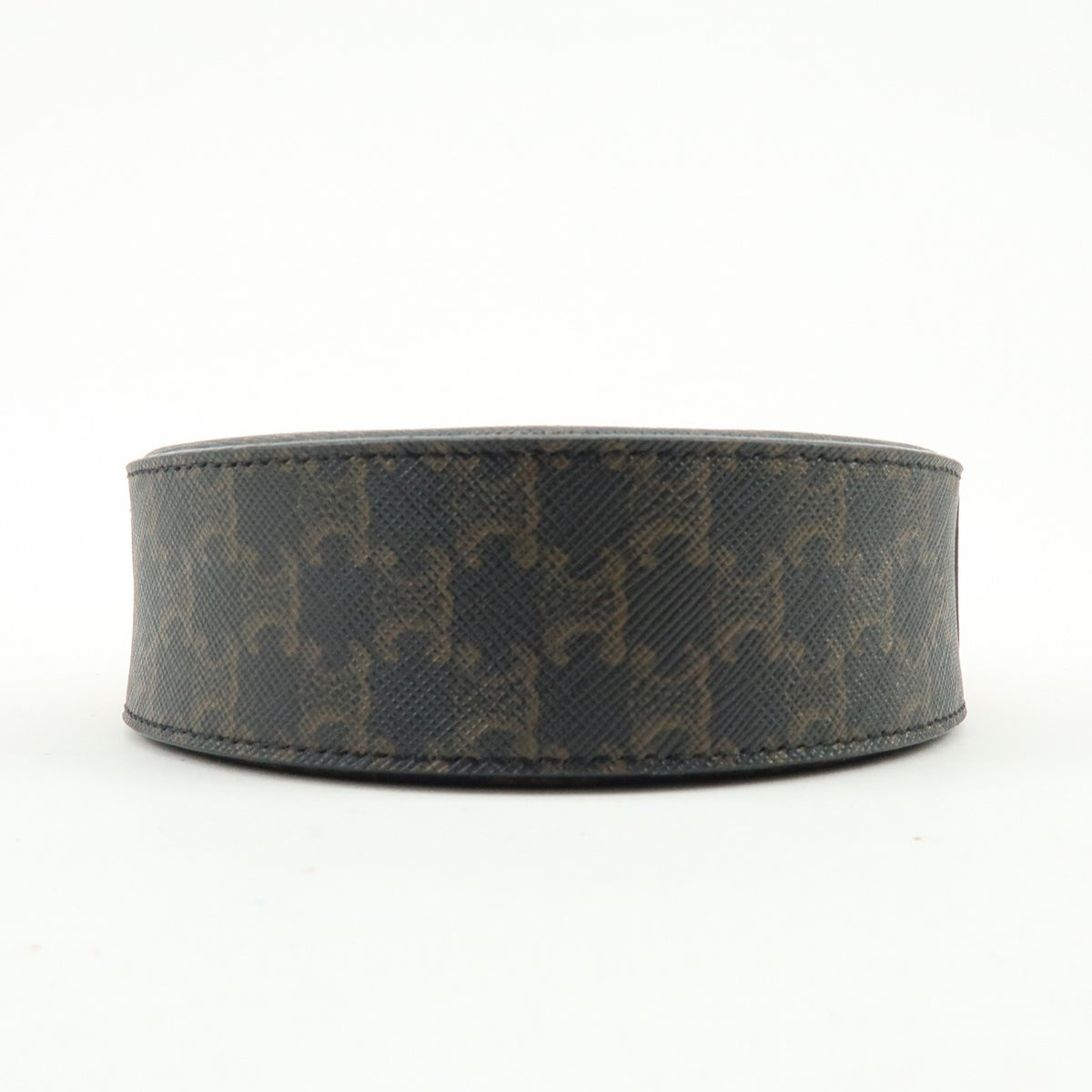 Celine Round Purse on Strap Triomphe Coated Canvas, Brown, Canvas, Crossbody Bag