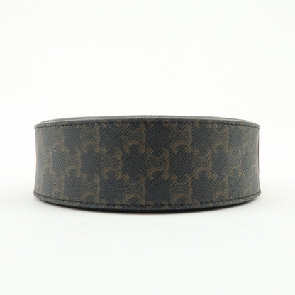 Celine Round Purse on Strap Triomphe Coated Canvas, Brown, Canvas, Crossbody Bag