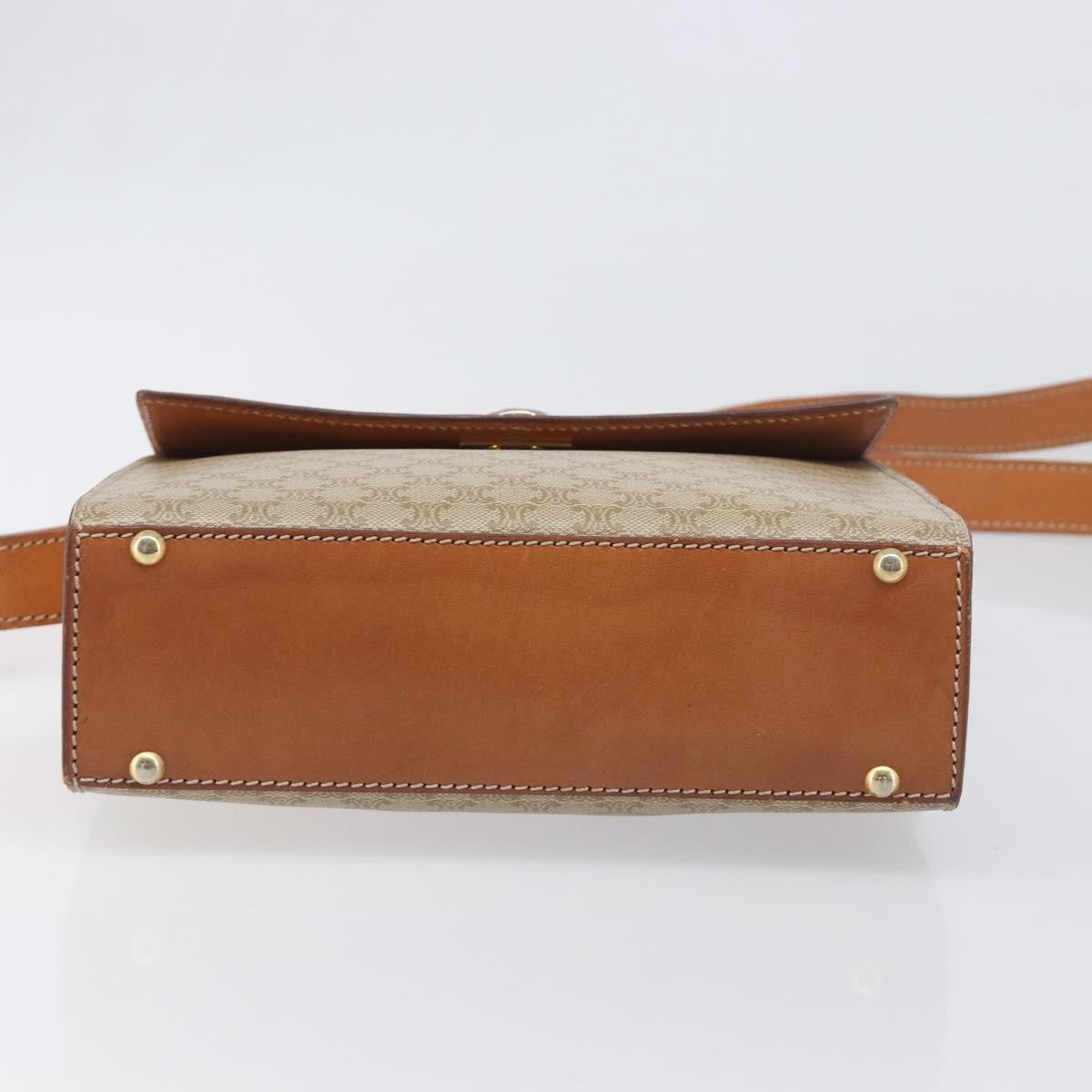 Celine Macadam Leather, Beige, Canvas, Shoulder Bag