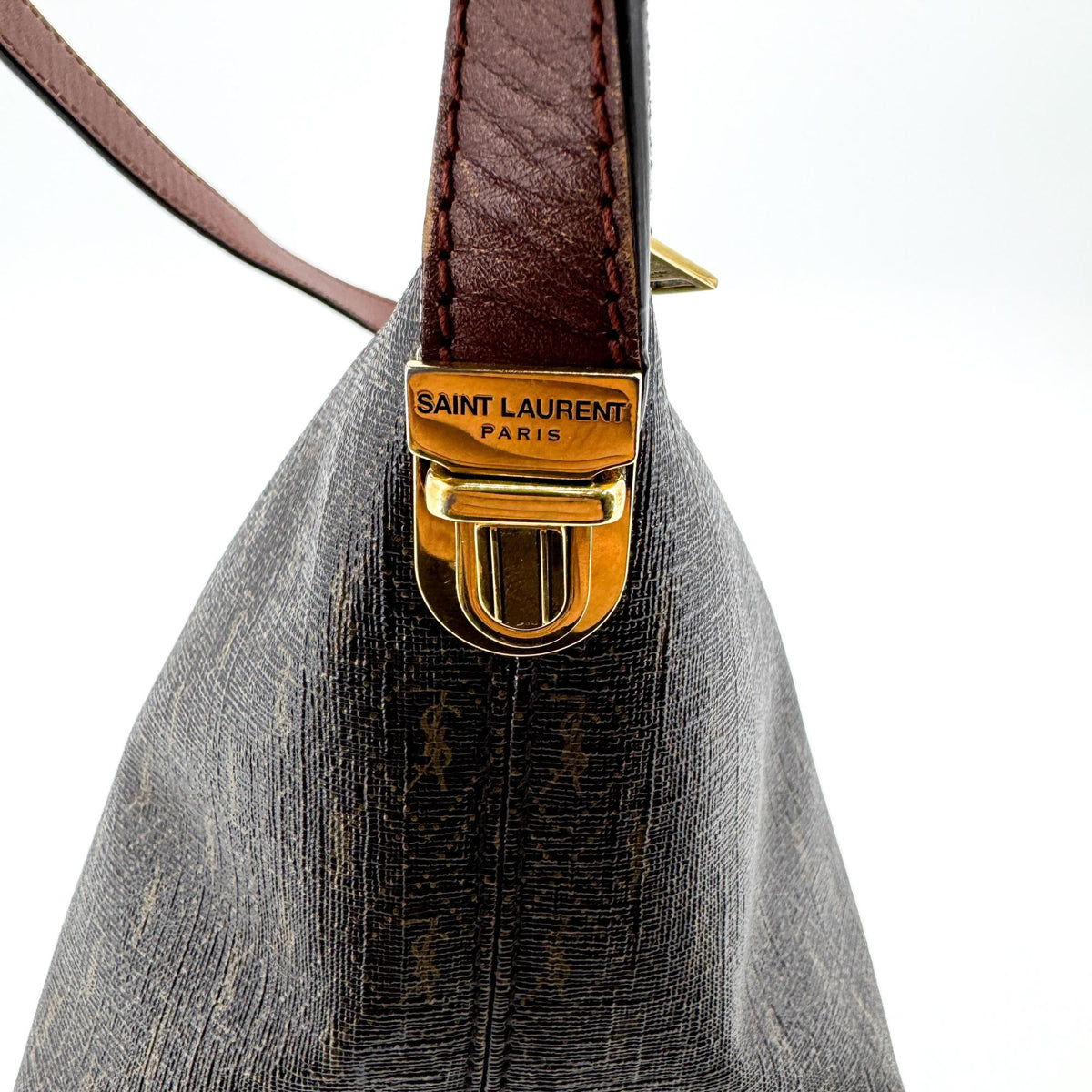 Saint Laurent Le Monogramme Monogram All Over Coated Canvas and Leather, Black, Canvas, Shoulder Bag