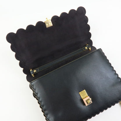 Fendi Kan I Leather, Black, Leather, Shoulder Bag