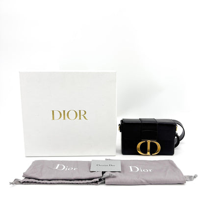 Christian Dior 30 Montaigne Box Leather, Black, Calfskin, Handbag