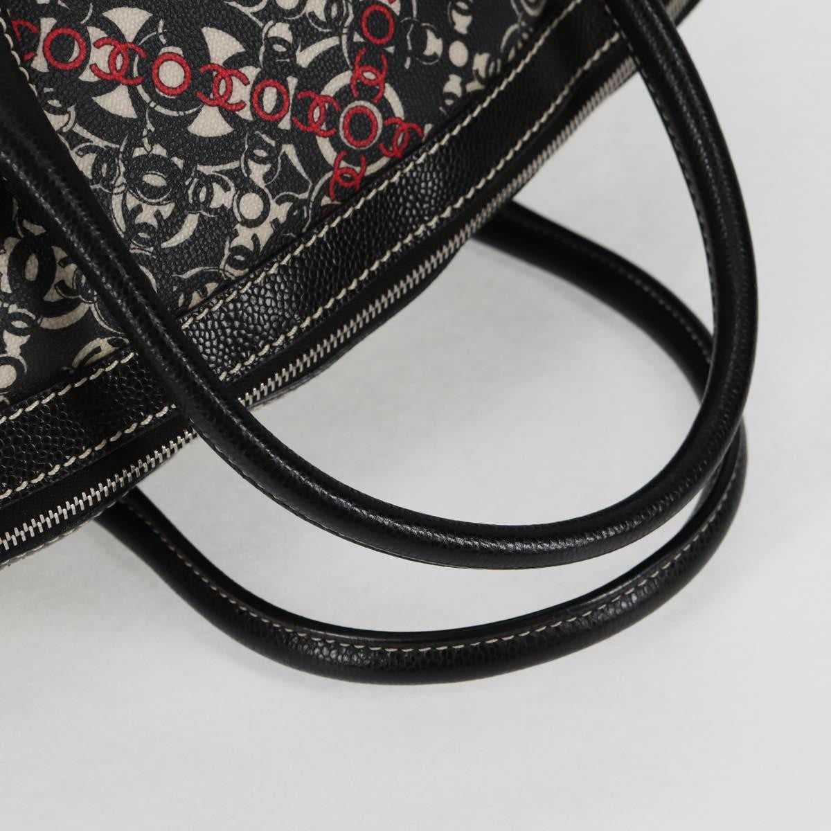 Chanel Optic Coco Bowler Printed Coated Canvas with Caviar, Black, Canvas, Handbag