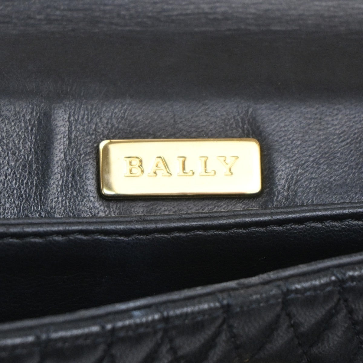 Bally Vintage Quilted Leather, Black, Leather, Handbag