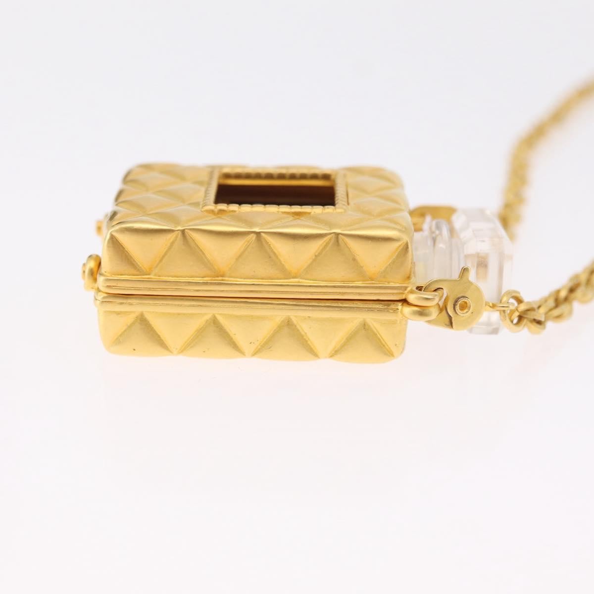 Chanel CC Perfume Bottle Pendant Chain Long Metal with Crystals and Faux Pearls, Gold, Metal, Necklace