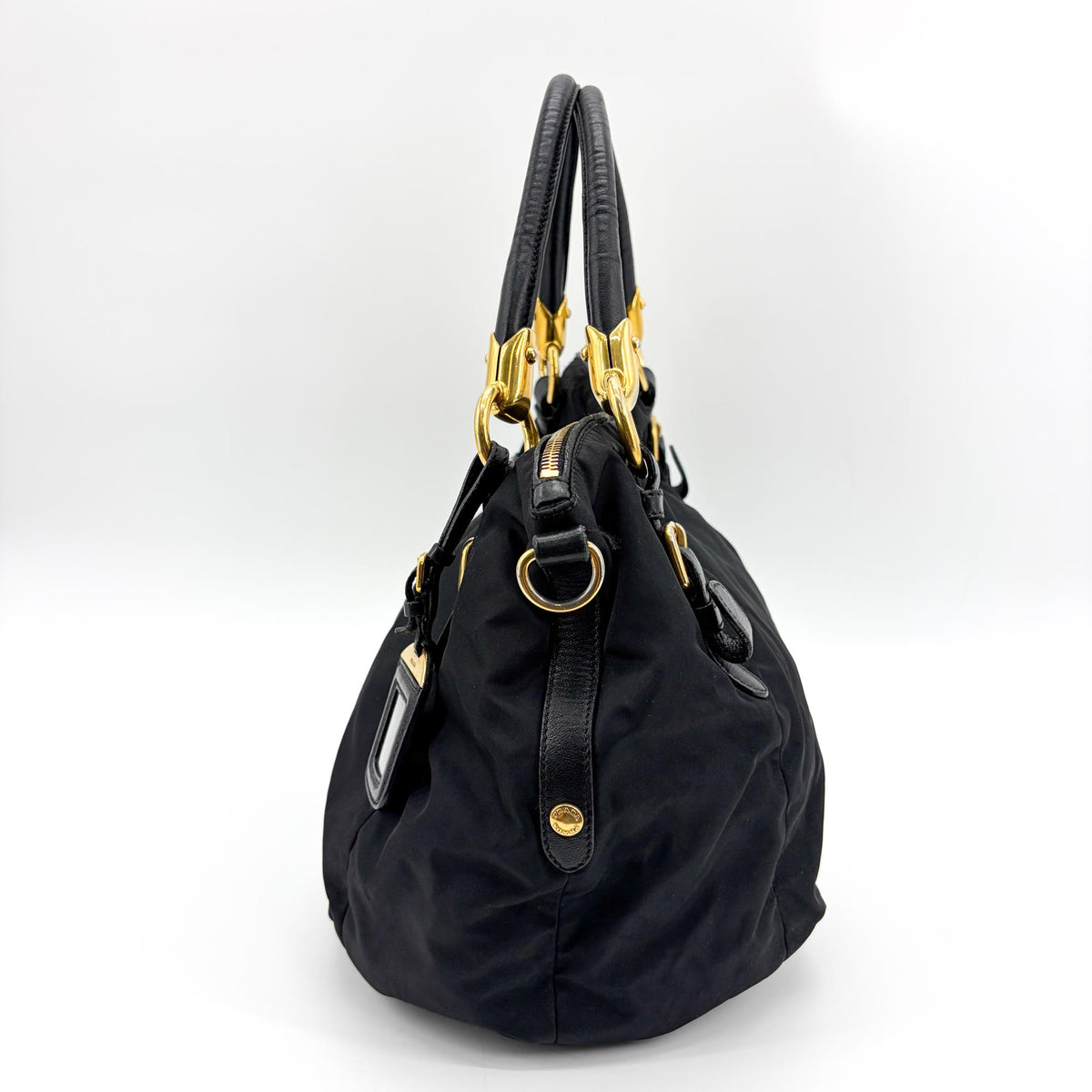 Prada Shoulder Python, Black, Nylon, Shoulder Bag