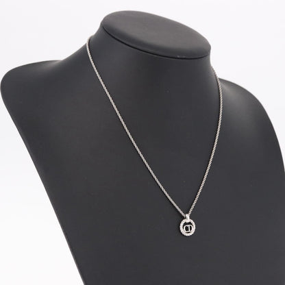 Christian Dior VIntage Circle Pendant Metal, Silver, Metal, Necklace