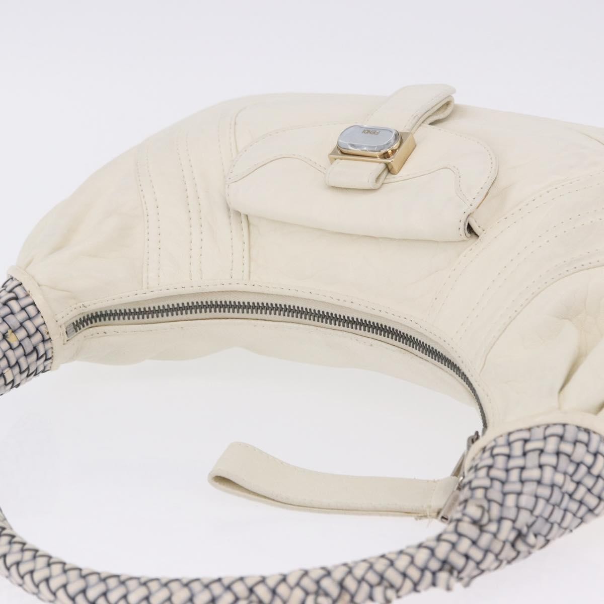 Fendi Spy Pocket Hobo Leather, White, Leather, Handbag