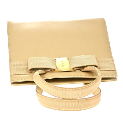 Salvatore Ferragamo Convertible Vara Bow Tote Leather, Beige, Leather, Handbag