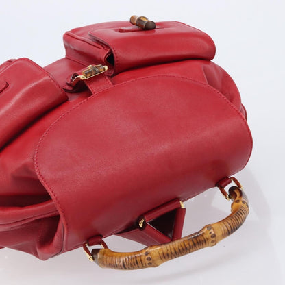 Gucci Vintage Bamboo Leather, Red, Leather, Backpack