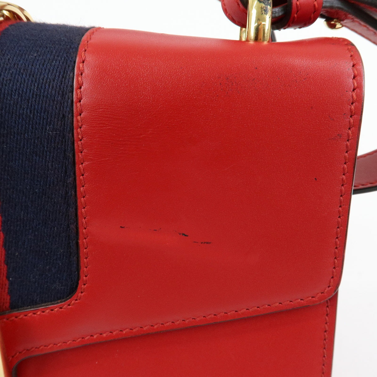 Gucci Sylvie Leather, Red, Leather, Shoulder Bag