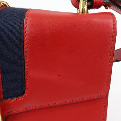 Gucci Sylvie Leather, Red, Leather, Shoulder Bag