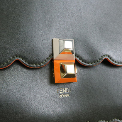 Fendi Kan I Leather, Green, Leather, Shoulder Bag