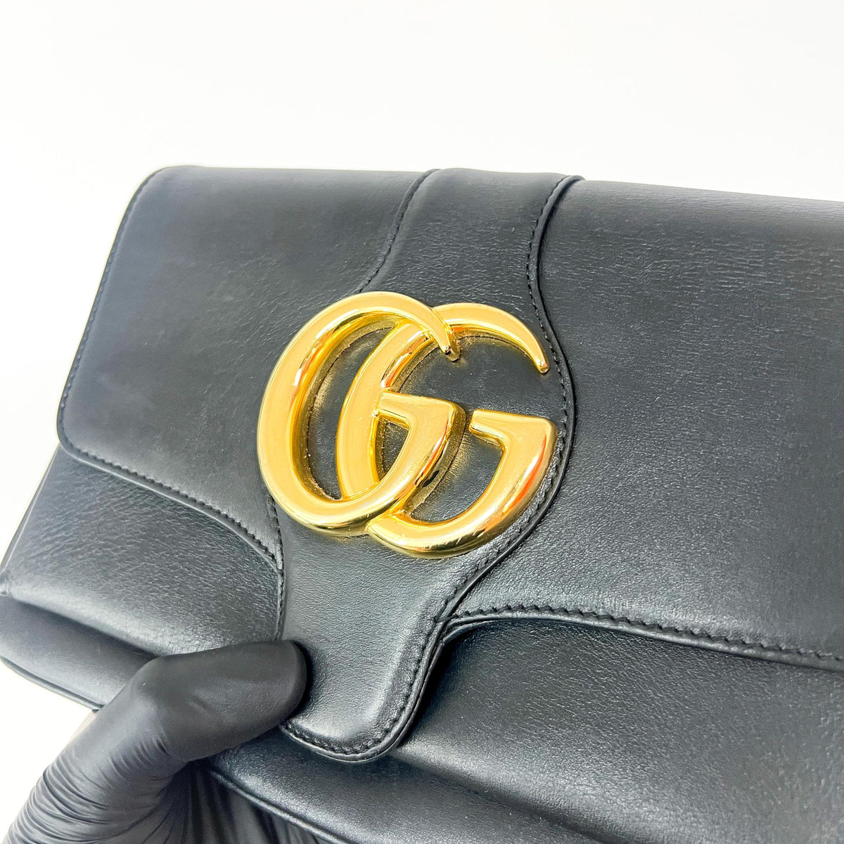 Gucci Arli Leather, Black, Leather, Shoulder Bag