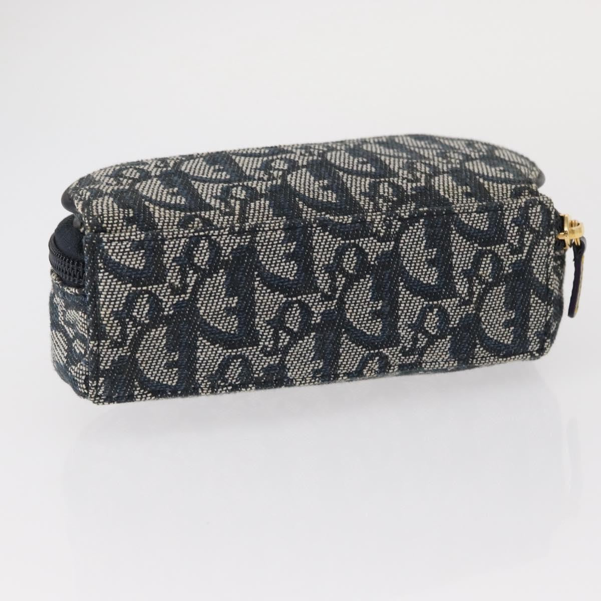Christian Dior Saddle Zip Diorissimo Canvas, Blue, Canvas, Clutch