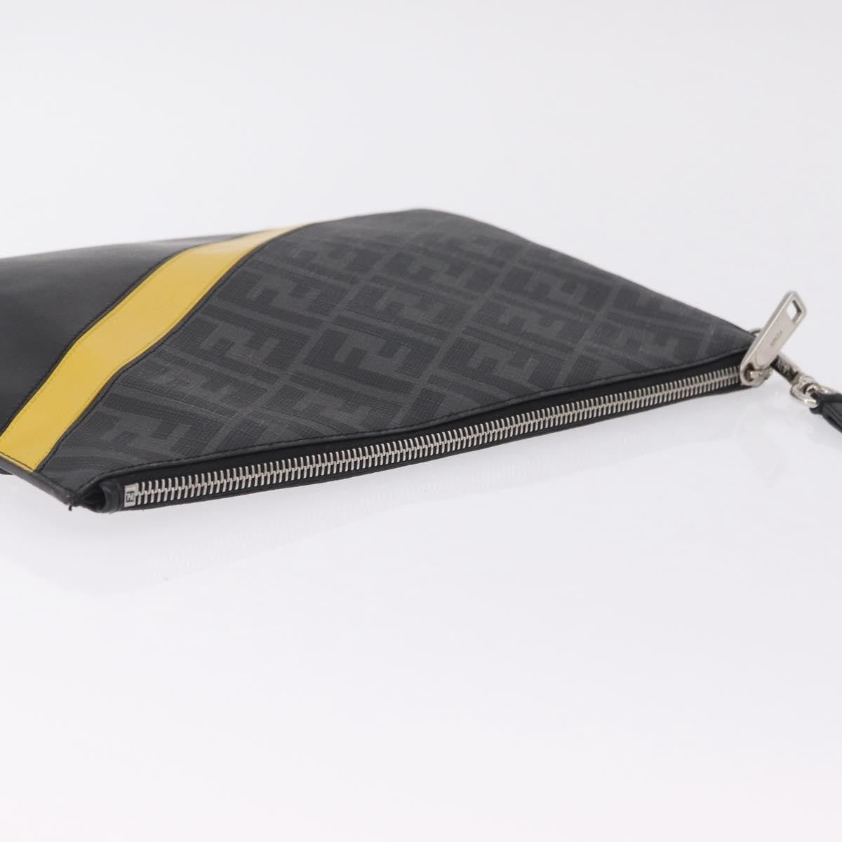 Fendi Zip Flat Wristlet Zucca Coated Canvas and Leather, Black, Canvas, Clutch