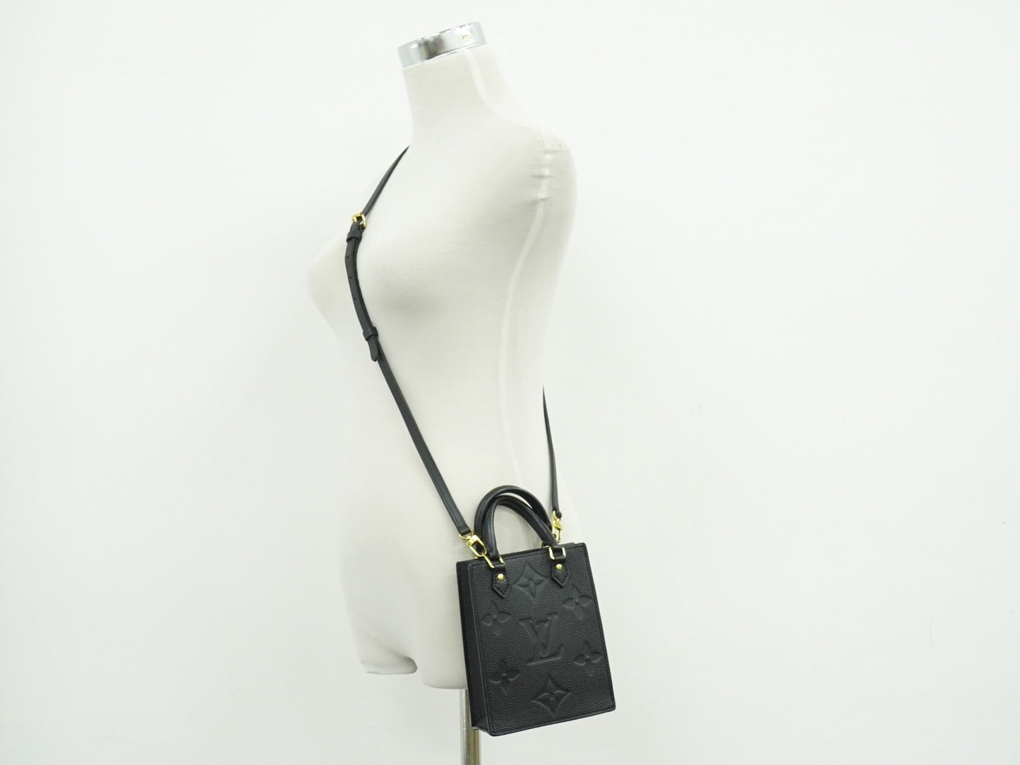Louis Vuitton Petit Sac Plat Monogram Empreinte Giant, Black, Leather, Handbag