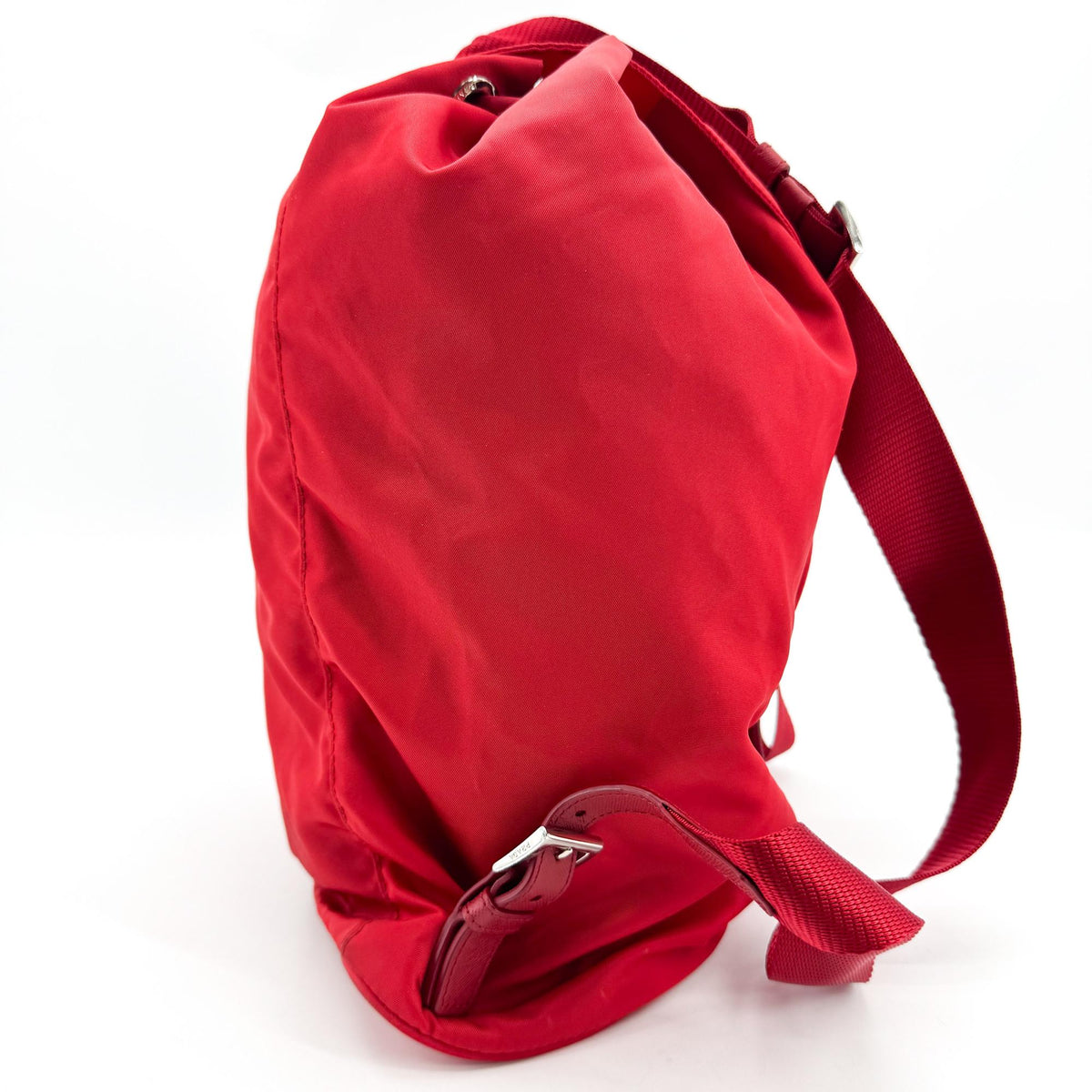 Prada Front Zip Drawstring Tessuto, Red, Nylon, Backpack
