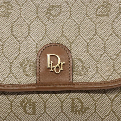 Christian Dior Vintage Honeycomb Flap Coated Canvas, Beige, PVC, Wallet