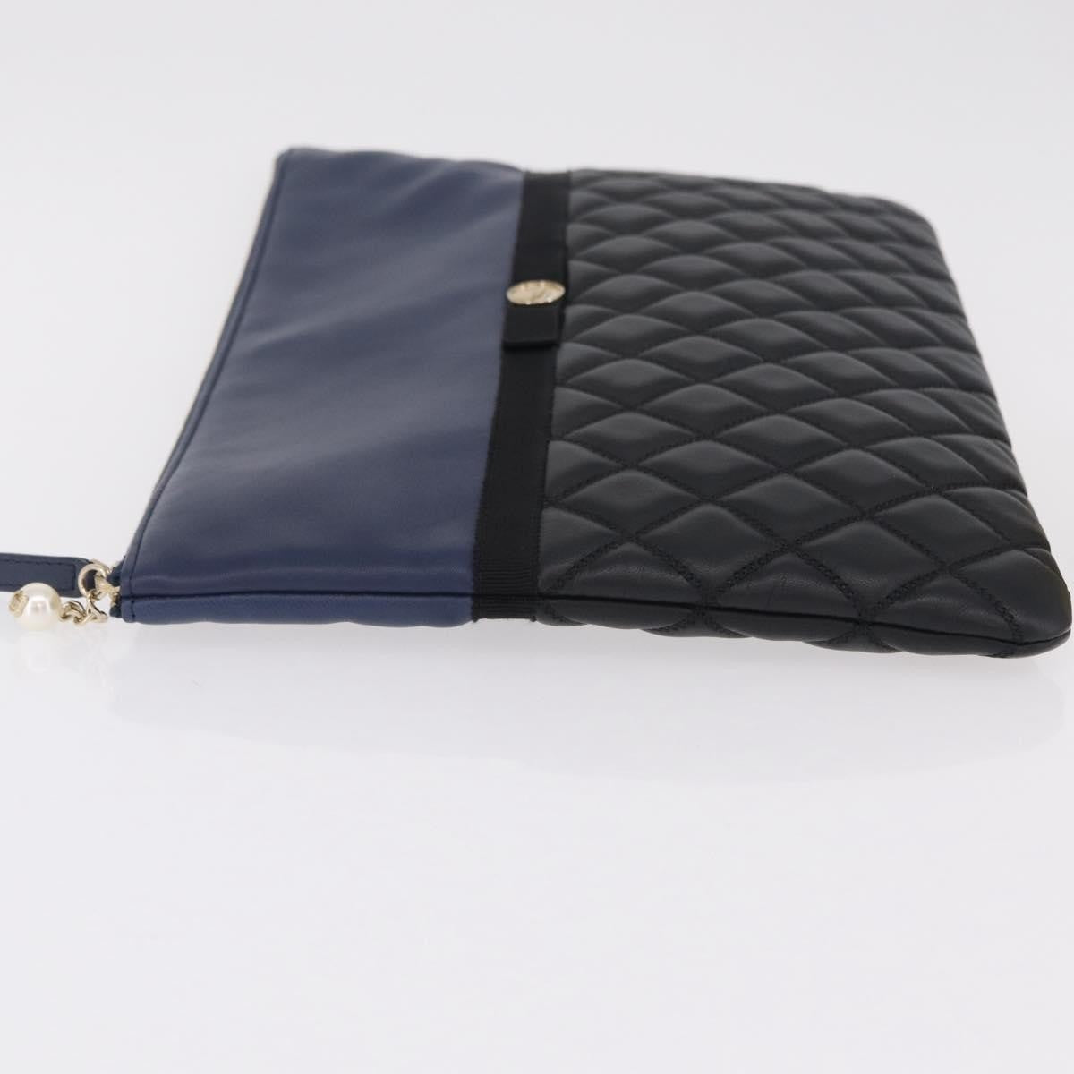Chanel Bicolor Boy O Case Clutch Lambskin, Black, Leather, Clutch