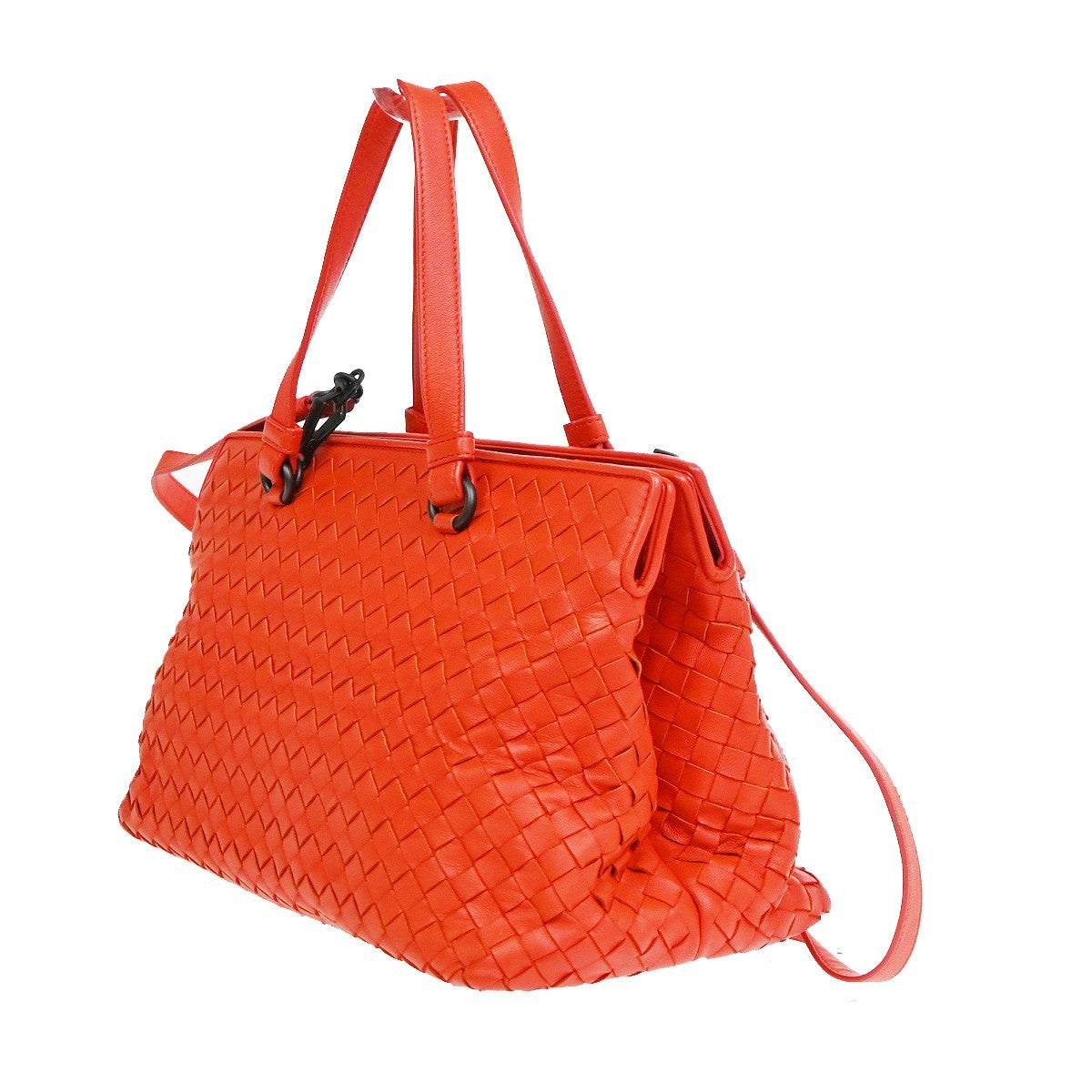 Bottega Veneta 2-Pocket Convertible Tote Intrecciato Nappa, Red, Leather, Tote Bag