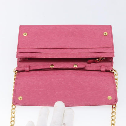 Prada Wallet on Chain Saffiano Leather, Pink, Leather, Crossbody Bag