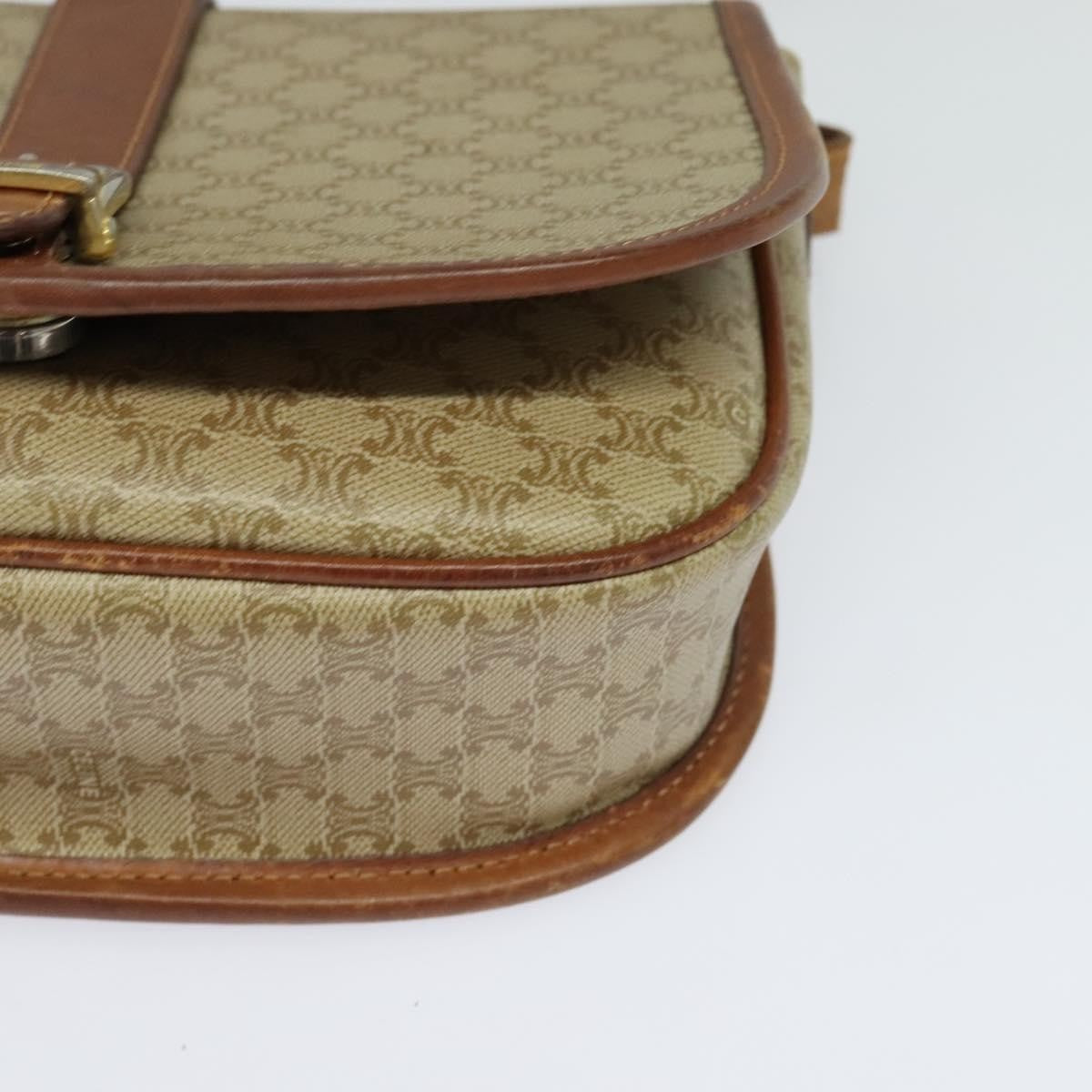 Celine Vintage Macadam Canvas and Leather, Beige, Canvas, Shoulder Bag